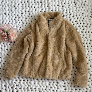 Abercrombie & Fitch Faux Fur Jacket Tan Size L